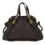 Chloe Paraty Hand Bag Leather 2way Gray 02-11-50 37966