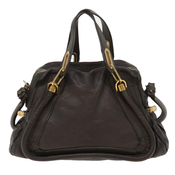 Chloe Paraty Hand Bag Leather 2way Gray 02-11-50 37966