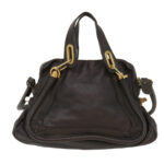 Chloe Paraty Hand Bag Leather 2way Gray 02-11-50 37966
