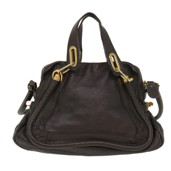 Chloe Paraty Hand Bag Leather 2way Gray 02-11-50 37966