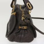 Chloe Paraty Hand Bag Leather 2way Gray 02-11-50 37966