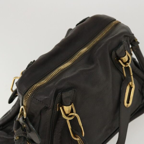 Chloe Paraty Hand Bag Leather 2way Gray 02-11-50 37966