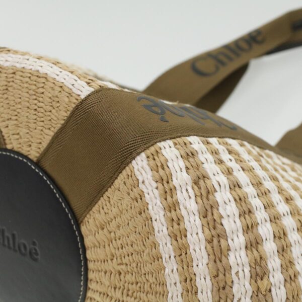 Chloe Straw BagBag Hand Bag straw White Beige 38059