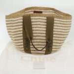 Chloe Straw BagBag Hand Bag straw White Beige 38059