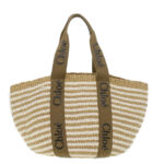Chloe Straw BagBag Hand Bag straw White Beige 38059