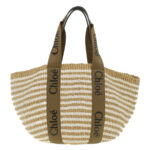 Chloe Straw BagBag Hand Bag straw White Beige 38059
