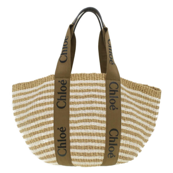 Chloe Straw BagBag Hand Bag straw White Beige 38059
