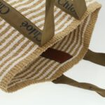 Chloe Straw BagBag Hand Bag straw White Beige 38059