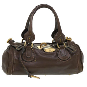 Chloe Paddington Hand Bag Leather Dark Brown 38437