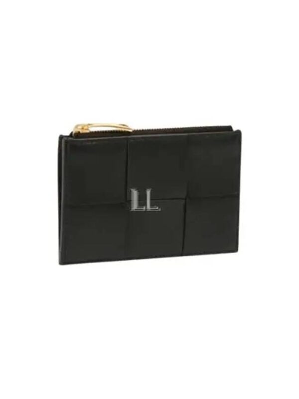 Bottega Veneta Intrecciato Cassette Zipper Card Wallet Black