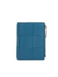 Bottega Veneta Cassette Zipper Bifold Half Wallet Blue