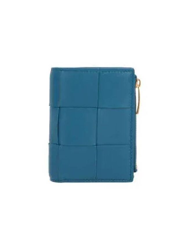 Bottega Veneta Cassette Zipper Bifold Half Wallet Blue