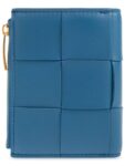 Bottega Veneta Cassette Zipper Bifold Half Wallet Blue