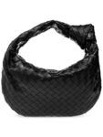 Bottega Veneta Teen Jodie Intrecciato Leather Tote Bag Black