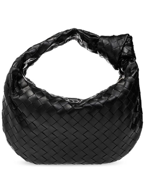 Bottega Veneta Teen Jodie Intrecciato Leather Tote Bag Black