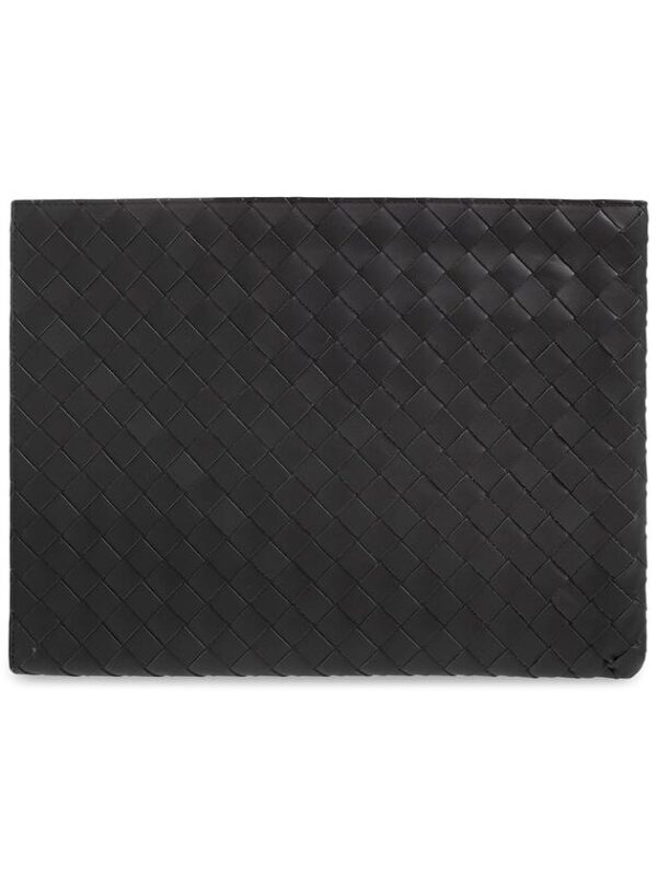 Bottega Veneta Intrecciato Half Zip Clutch Bag Grey
