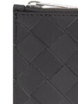 Bottega Veneta Intrecciato Zippered Leather Card Wallet Grey