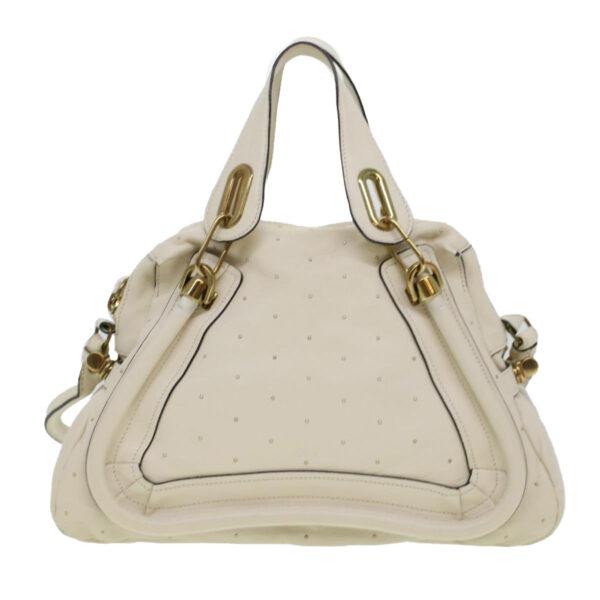 Chloe Paraty Hand Bag Leather 2way White 04-11-50 44037