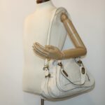 Chloe Paraty Hand Bag Leather 2way White 04-11-50 44037