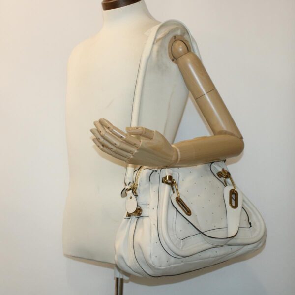 Chloe Paraty Hand Bag Leather 2way White 04-11-50 44037