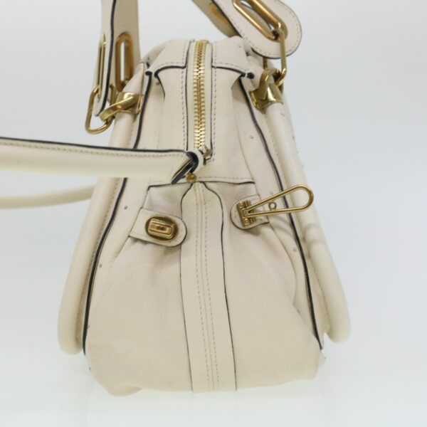 Chloe Paraty Hand Bag Leather 2way White 04-11-50 44037
