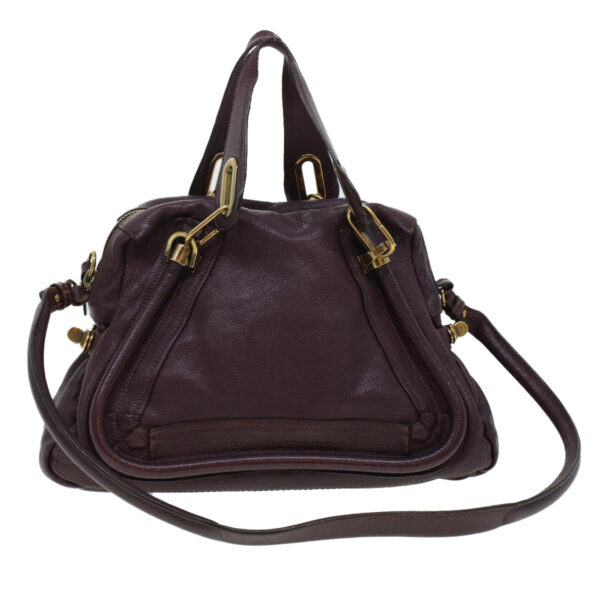 Chloe Paraty Hand Bag Leather Purple 02-12-50-65 44039