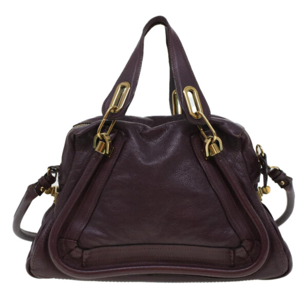 Chloe Paraty Hand Bag Leather Purple 02-12-50-65 44039