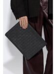 Bottega Veneta Intrecciato Half Zip Clutch Bag Grey