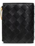 Bottega Veneta Intrecciato Small Leather Half Wallet Black