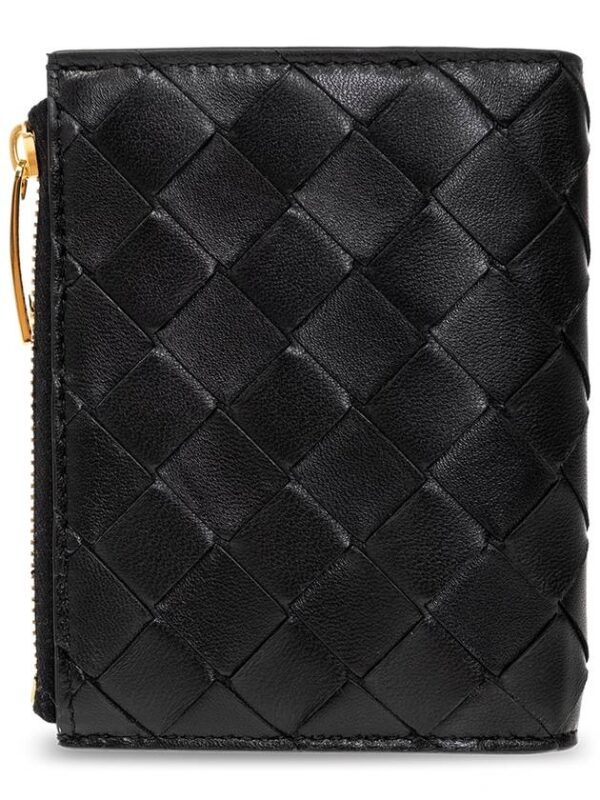 Bottega Veneta Intrecciato Small Leather Half Wallet Black