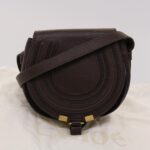 Chloe Saddle Bag Mercy Shoulder Bag Leather Brown 45716