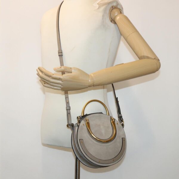 Chloe Picou Shoulder Bag Suede Leather 2way Gray 46666