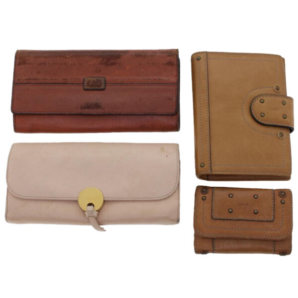 Chloe Wallet Leather 4Set Brown Beige 47799