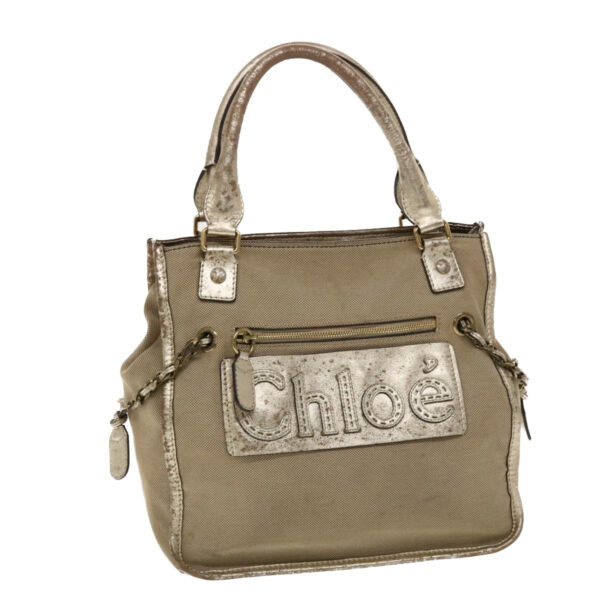 Chloe Harley Shoulder Bag Canvas Leather Beige 01-10-51-5811 48353
