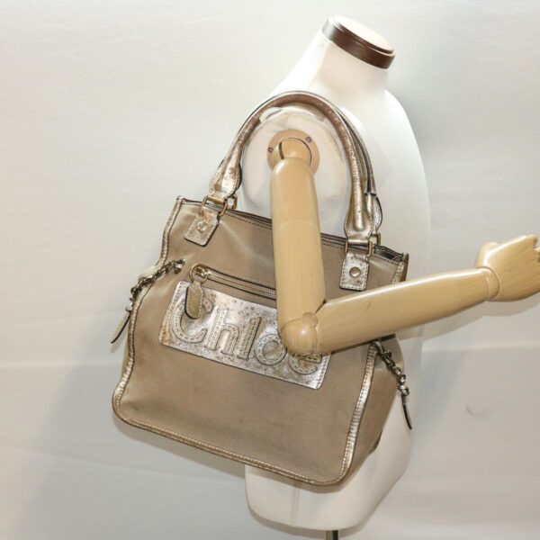 Chloe Harley Shoulder Bag Canvas Leather Beige 01-10-51-5811 48353