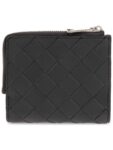 Bottega Veneta Intrecciato Bifold Calfskin Half Wallet Blue Black