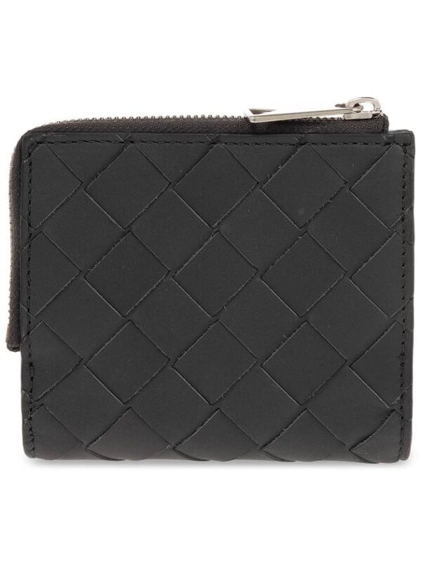 Bottega Veneta Intrecciato Bifold Calfskin Half Wallet Blue Black