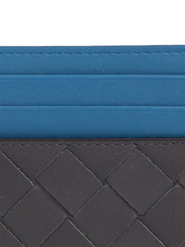 Bottega Veneta Intrecciato Two-Tone Card Wallet Blue Black