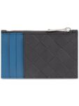 Bottega Veneta Intrecciato Zippered Leather Card Wallet Grey