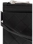 Bottega Veneta Intrecciato L Zipper Leather Card Wallet Black