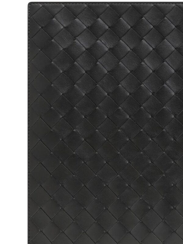 Bottega Veneta Intrecciato Zipper Leather Clutch Bag Black
