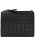 Bottega Veneta Intrecciato Zipper Card Wallet Black