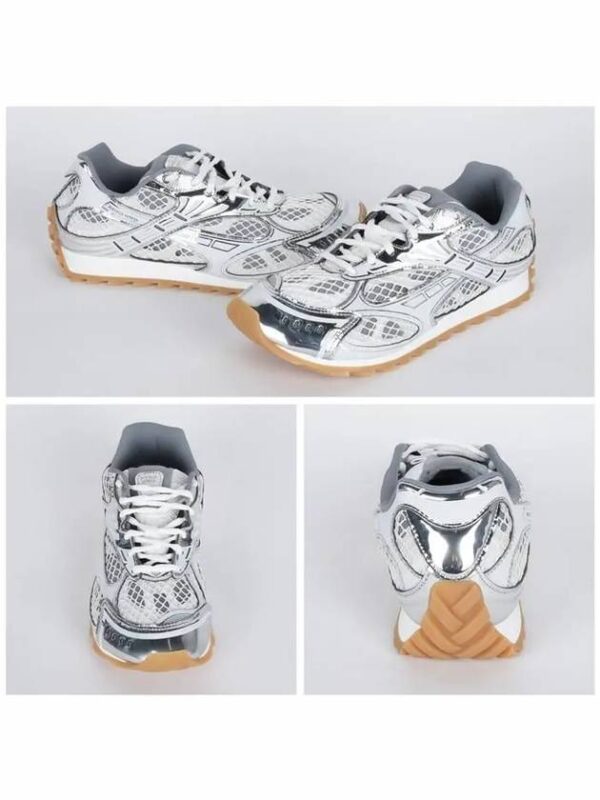 Bottega Veneta Orbit Mesh Low Top Sneakers Silver