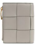 Bottega Veneta Cassette Zipper Small Leather Half Wallet Grey