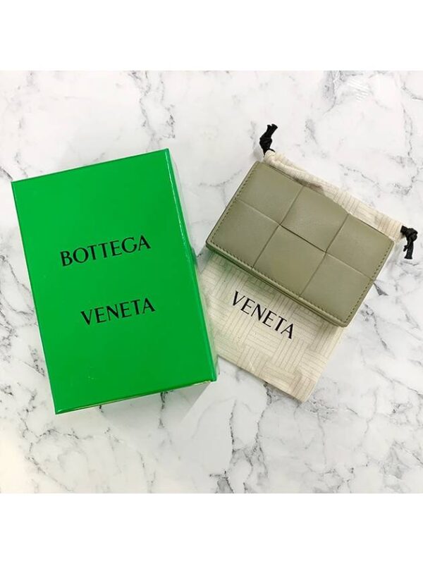 Bottega Veneta Intrecciato Flap Card Wallet Travertine