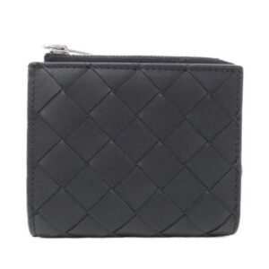 Bottega Veneta Intrecciato Bifold Calfskin Half Wallet Black
