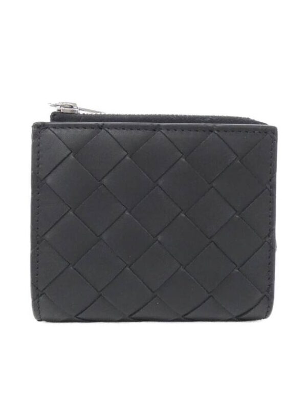 Bottega Veneta Intrecciato Bifold Calfskin Half Wallet Black