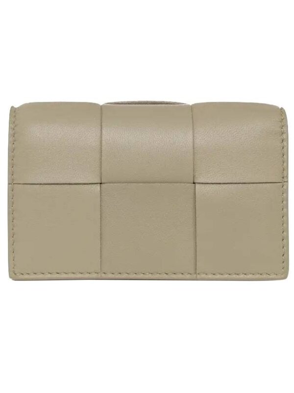 Bottega Veneta Intrecciato Flap Card Wallet Travertine