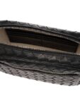 Bottega Veneta Intrecciato Zipper Leather Pouch Bag Black