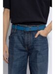 Bottega Veneta Intrecciato Reversible Leather Belt Black Blue